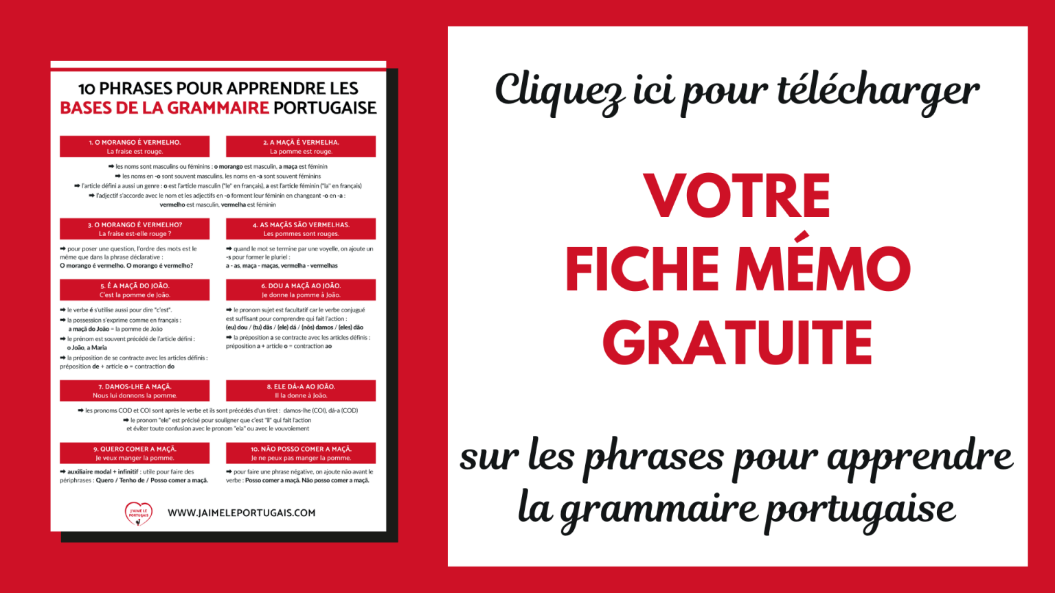 10 phrases magiques pour apprendre la grammaire portugaise – Apprenez