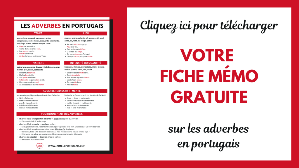 Téléchargez gratuitement votre fiche de révision pdf sur les adverbes en portugais