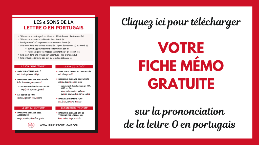 Téléchargez gratuitement votre fiche de révision pdf sur la prononciation de la lettre O en portugais