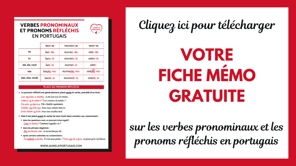 Fiche pdf gratuite de portugais : les verbes pronominaux et les pronoms réfléchis en portugais